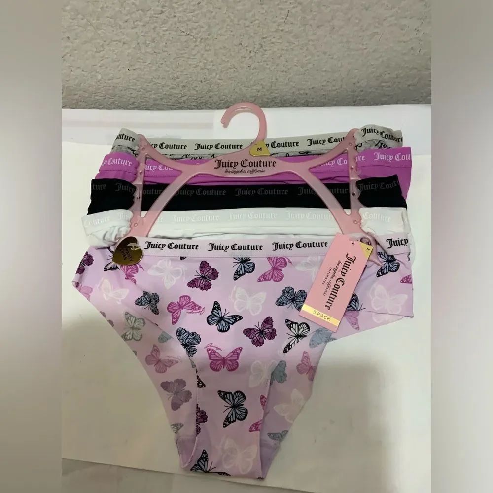 5 pk JUICY COUTURE NO PANTY LINE PANTIES 90% nylon 10% spandex various size